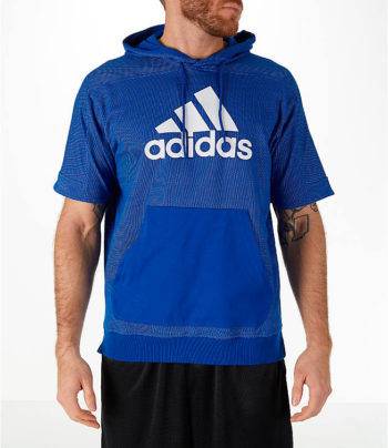 adidas Sport Short-Sleeve Hoodie in Blue