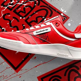 Red Reebok x Keith Haring Club C Legacy Casual Shoes